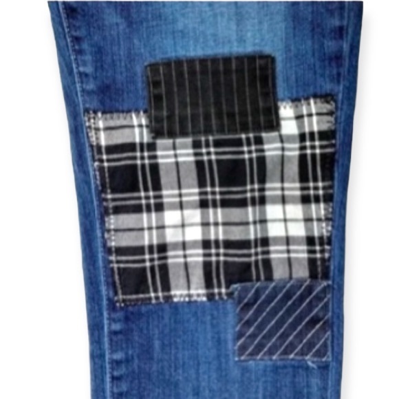 PAIGE JIMMY JIMMY PATCH PLAID BOYFRIEND JEANS SIZE 28 - Picture 8 of 13